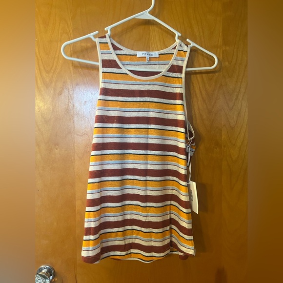 Frame Linen Striped Racerback Tank In Sunrise Multi NWT - Picture 2 of 7